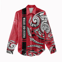 Wallis And Futuna Women Casual Shirt Tribal Polynesian Tattoo Flag Motif