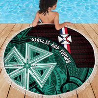 Wallis And Futuna Beach Blanket Tribal Polynesian Tattoo Heritage Cross Flag