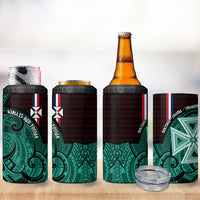 Wallis And Futuna 4 in 1 Can Cooler Tumbler Tribal Polynesian Tattoo Heritage Cross Flag