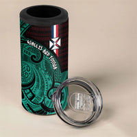 Wallis And Futuna 4 in 1 Can Cooler Tumbler Tribal Polynesian Tattoo Heritage Cross Flag