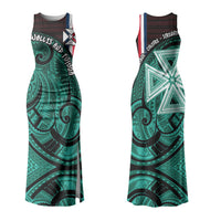 Wallis And Futuna Couples Matching Tank Maxi Dress and Long Sleeve Button Shirt Tribal Polynesian Tattoo Heritage Cross Flag