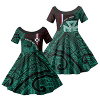 Wallis And Futuna Family Matching Long Sleeve Bodycon Dress and Hawaiian Shirt Tribal Polynesian Tattoo Heritage Cross Flag