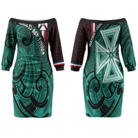 Wallis And Futuna Family Matching Off The Shoulder Long Sleeve Dress and Hawaiian Shirt Tribal Polynesian Tattoo Heritage Cross Flag