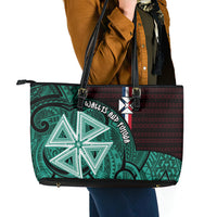 Wallis And Futuna Leather Tote Bag Tribal Polynesian Tattoo Heritage Cross Flag