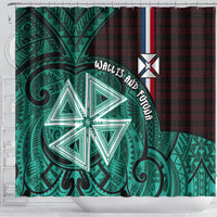 Wallis And Futuna Shower Curtain Tribal Polynesian Tattoo Heritage Cross Flag