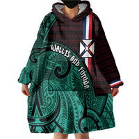 Wallis And Futuna Wearable Blanket Hoodie Tribal Polynesian Tattoo Heritage Cross Flag