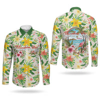 Hawaiian Piko Threads Of Paradise Aloha Couples Matching Mermaid Dress and Long Sleeve Button Shirt Tropical Hibiscus Plumeria