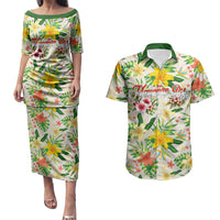 Hawaiian Piko Threads Of Paradise Aloha Couples Matching Puletasi and Hawaiian Shirt Tropical Hibiscus Plumeria