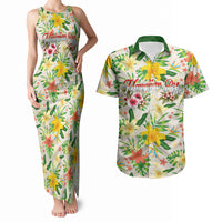 Hawaiian Piko Threads Of Paradise Aloha Couples Matching Tank Maxi Dress and Hawaiian Shirt Tropical Hibiscus Plumeria