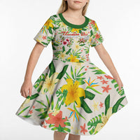 Hawaiian Piko Threads Of Paradise Aloha Kid Short Sleeve Dress Tropical Hibiscus Plumeria TS04 - Polynesian Pride