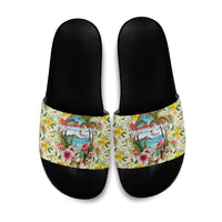 Hawaiian Piko Threads Of Paradise Aloha Slide Sandals Tropical Hibiscus Plumeria