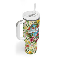 Hawaiian Piko Threads Of Paradise Aloha Tumbler With Handle Tropical Hibiscus Plumeria