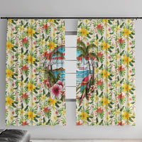 Hawaiian Piko Threads Of Paradise Aloha Window Curtain Tropical Hibiscus Plumeria