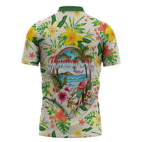 Hawaiian Piko Threads Of Paradise Aloha Zipper Polo Shirt Tropical Hibiscus Plumeria TS04 - Polynesian Pride