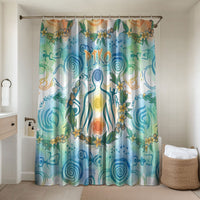 Hawaiian Piko Cultural Pride Aloha Bathroom Set Watercolor Spiral Art - Tropical Plumeria Lei Garland