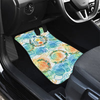 Hawaiian Piko Cultural Pride Aloha Car Mats Watercolor Spiral Art - Tropical Plumeria Lei Garland