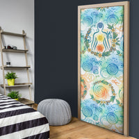 Hawaiian Piko Cultural Pride Aloha Door Cover Watercolor Spiral Art - Tropical Plumeria Lei Garland