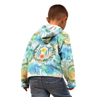 Hawaiian Piko Cultural Pride Aloha Kid Hoodie Watercolor Spiral Art - Tropical Plumeria Lei Garland