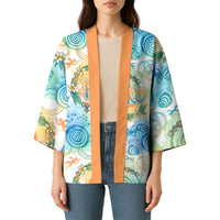 Hawaiian Piko Cultural Pride Aloha Kimono Watercolor Spiral Art - Tropical Plumeria Lei Garland