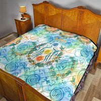 Hawaiian Piko Cultural Pride Aloha Quilt Watercolor Spiral Art - Tropical Plumeria Lei Garland