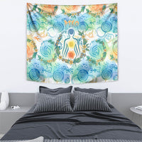 Hawaiian Piko Cultural Pride Aloha Tapestry Watercolor Spiral Art - Tropical Plumeria Lei Garland