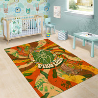Hawaiian Piko Lani Cultivate I Ka Piko Aloha Area Rug Retro Psychedelic Taro Leaf - Hibiscus Flowers