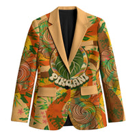 Hawaiian Piko Lani Cultivate I Ka Piko Aloha Blazer Retro Psychedelic Taro Leaf - Hibiscus Flowers