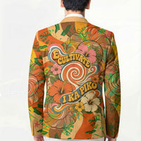 Hawaiian Piko Lani Cultivate I Ka Piko Aloha Blazer Retro Psychedelic Taro Leaf - Hibiscus Flowers