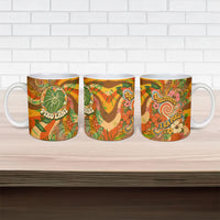 Hawaiian Piko Lani Cultivate I Ka Piko Aloha Ceramic Mug Retro Psychedelic Taro Leaf - Hibiscus Flowers