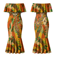 Hawaiian Piko Lani Cultivate I Ka Piko Aloha Couples Matching Mermaid Dress and Hawaiian Shirt Retro Psychedelic Taro Leaf - Hibiscus Flowers