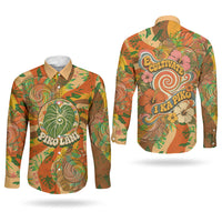 Hawaiian Piko Lani Cultivate I Ka Piko Aloha Couples Matching Puletasi and Long Sleeve Button Shirt Retro Psychedelic Taro Leaf - Hibiscus Flowers