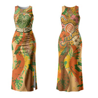 Hawaiian Piko Lani Cultivate I Ka Piko Aloha Couples Matching Tank Maxi Dress and Hawaiian Shirt Retro Psychedelic Taro Leaf - Hibiscus Flowers