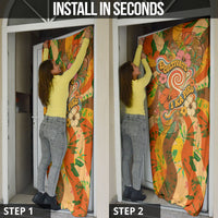 Hawaiian Piko Lani Cultivate I Ka Piko Aloha Door Cover Retro Psychedelic Taro Leaf - Hibiscus Flowers
