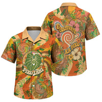 Hawaiian Piko Lani Cultivate I Ka Piko Aloha Family Matching Tank Maxi Dress and Hawaiian Shirt Retro Psychedelic Taro Leaf - Hibiscus Flowers