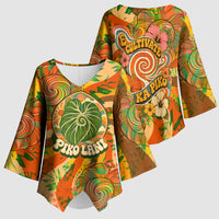 Hawaiian Piko Lani Cultivate I Ka Piko Aloha Kimono Sleeve Blouse Retro Psychedelic Taro Leaf - Hibiscus Flowers