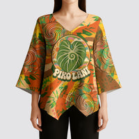 Hawaiian Piko Lani Cultivate I Ka Piko Aloha Kimono Sleeve Blouse Retro Psychedelic Taro Leaf - Hibiscus Flowers