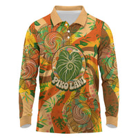Hawaiian Piko Lani Cultivate I Ka Piko Aloha Long Sleeve Polo Shirt Retro Psychedelic Taro Leaf - Hibiscus Flowers