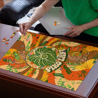 Hawaiian Piko Lani Cultivate I Ka Piko Aloha Puzzle Retro Psychedelic Taro Leaf - Hibiscus Flowers