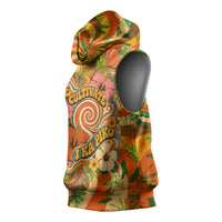 Hawaiian Piko Lani Cultivate I Ka Piko Aloha Sleeveless Hoodie Retro Psychedelic Taro Leaf - Hibiscus Flowers