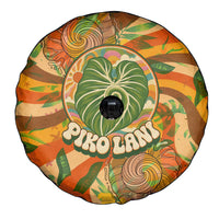 Hawaiian Piko Lani Cultivate I Ka Piko Aloha Spare Tire Cover Retro Psychedelic Taro Leaf - Hibiscus Flowers