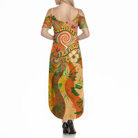 Hawaiian Piko Lani Cultivate I Ka Piko Aloha Summer Maxi Dress Retro Psychedelic Taro Leaf - Hibiscus Flowers TS04 - Polynesian Pride