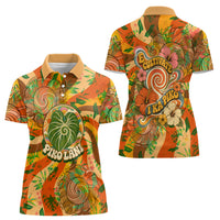 Hawaiian Piko Lani Cultivate I Ka Piko Aloha Women Polo Shirt Retro Psychedelic Taro Leaf - Hibiscus Flowers