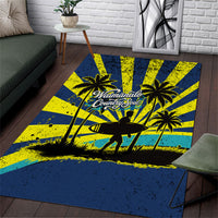 Waimanalo Oahu Hawaii Surfing Area Rug Tropical Beach Retro Sunburst Surfboard
