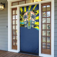 Waimanalo Oahu Hawaii Surfing Door Cover Tropical Beach Retro Sunburst Surfboard