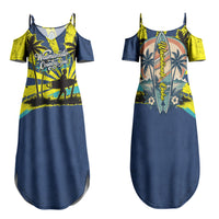 Waimanalo Oahu Hawaii Surfing Family Matching Summer Maxi Dress and Hawaiian Shirt Tropical Beach Retro Sunburst Surfboard
