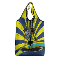 Waimanalo Oahu Hawaii Surfing Grocery Bag Tropical Beach Retro Sunburst Surfboard