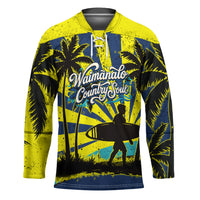 Waimanalo Oahu Hawaii Surfing Hockey Jersey Tropical Beach Retro Sunburst Surfboard