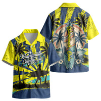 Waimanalo Oahu Hawaii Surfing Kid Hawaiian Shirt Tropical Beach Retro Sunburst Surfboard