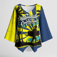 Waimanalo Oahu Hawaii Surfing Kimono Sleeve Blouse Tropical Beach Retro Sunburst Surfboard