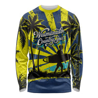 Waimanalo Oahu Hawaii Surfing Long Sleeve Shirt Tropical Beach Retro Sunburst Surfboard